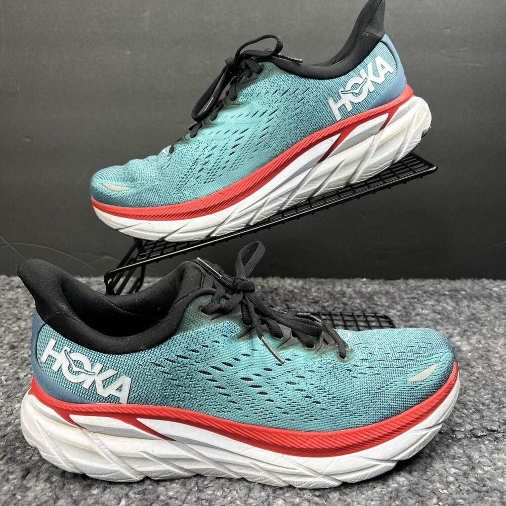Hoka One One Mens Clifton Shoes Blue Teal Running Sneakers 1119393 Sz 9